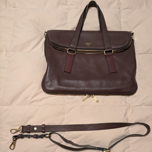 Burgundy Leather Fossil Bag - Picture 2 of 8